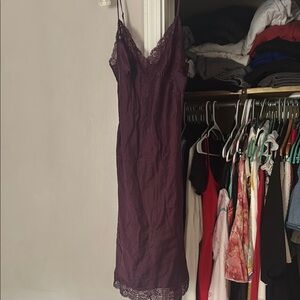 Victoria's Secret Purple Satin Chemise with Lace Trim